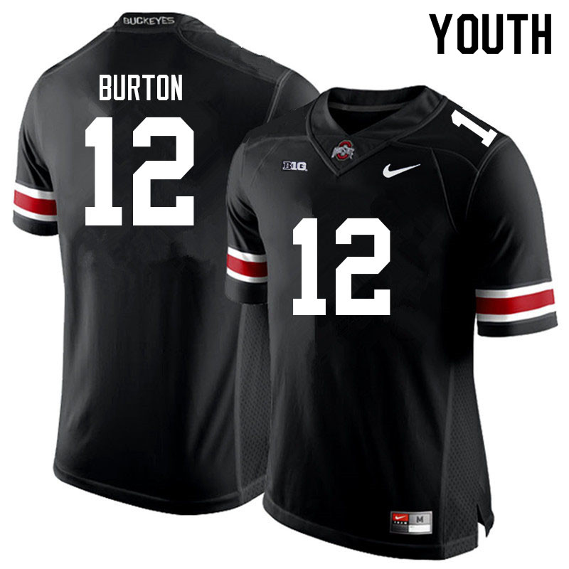 Ohio State Buckeyes Caleb Burton Youth #12 Black Authentic Stitched College Football Jersey